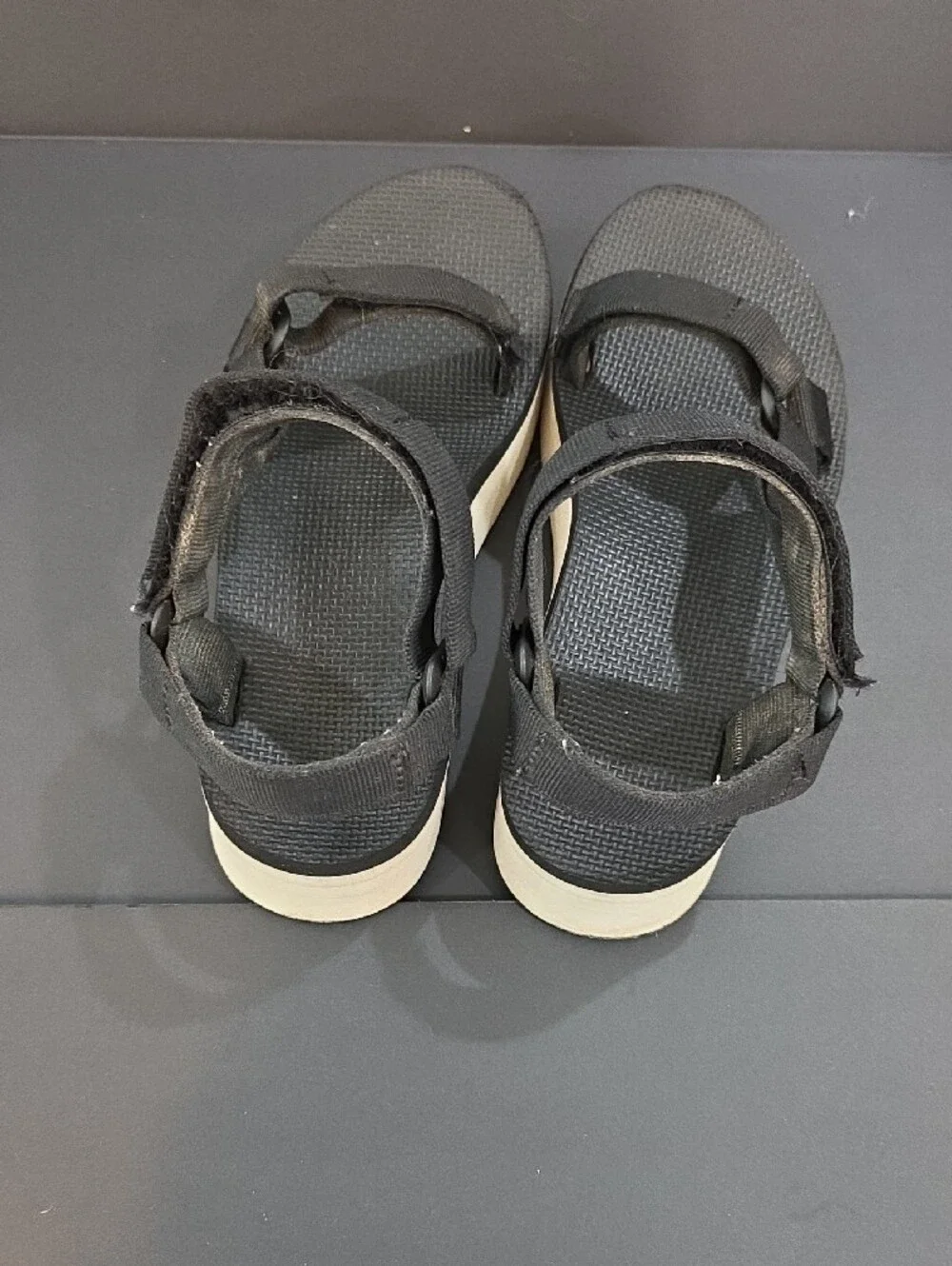 Teva Women's Black and Cream Platform Sandals Size 8